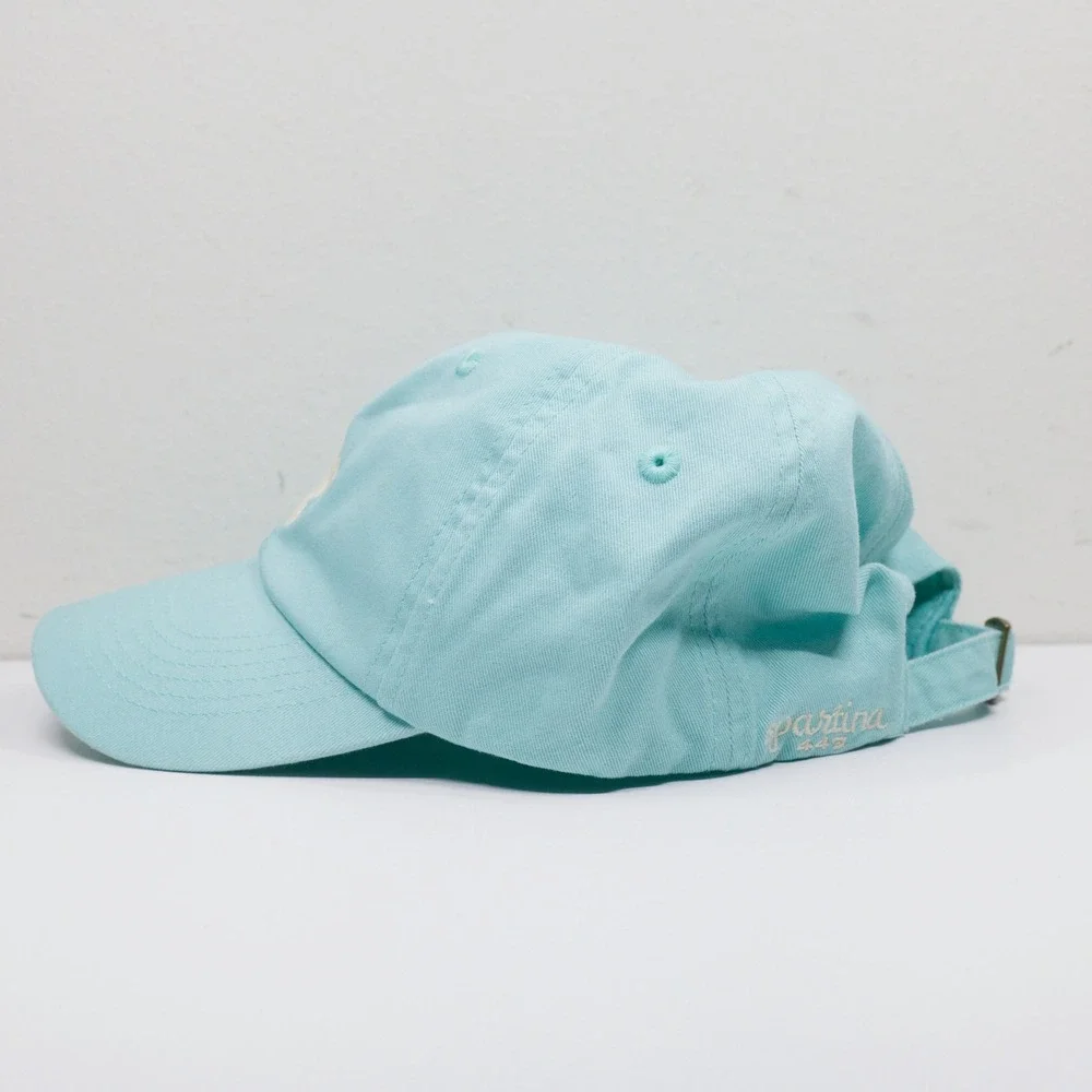SPARTINA 449 Sea Turtle Embroidered Cotton Twill Baseball Hat Aqua Blue Sz OS
